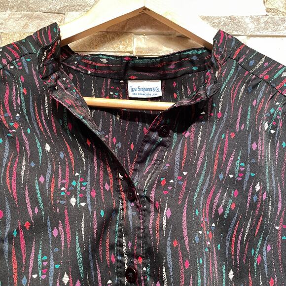 Rare Vintage Bold 90s Levi Strauss Shirt XL | Abstract Popover, Roll-Sleeve - Picture 6 of 11